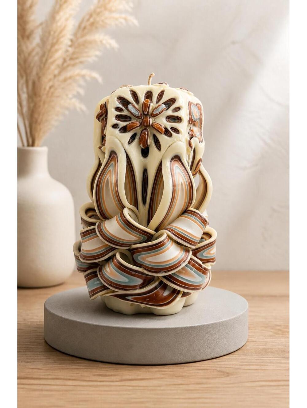 Hand Carved Layered Wax Candle Butterfly Floral Art Decor